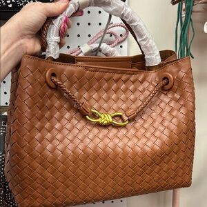 Elegant Brown Woven Leather Tote Bag